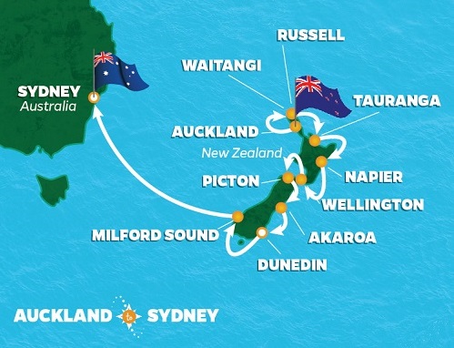 2018 NEW ZEALAND & AUSTRALIA GOLF CRUISE Map